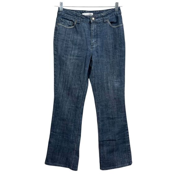 Chico's Platinum Women Jeans Bootcut Stretch Embroidered Pockets Blue Sz 0 Short - Picture 1 of 7